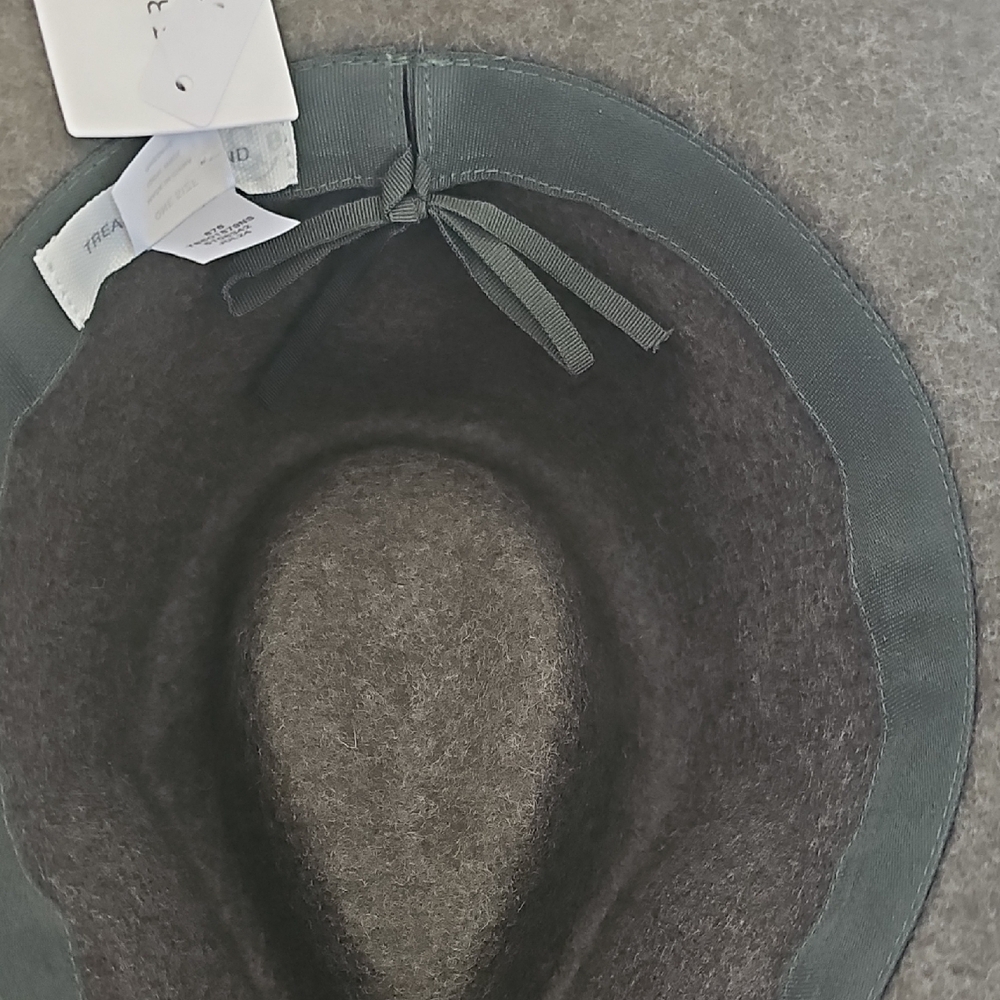 NWT Treasure & Bond Double -Braid Wool Felt Fedora Adjustable Hat Olive - Picture 13 of 16